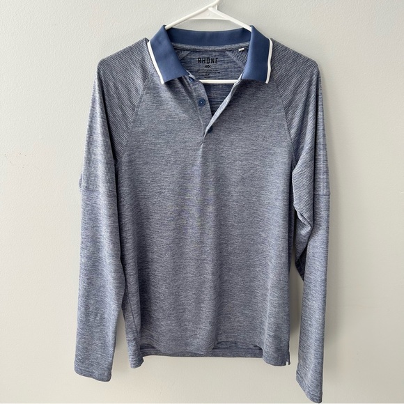 Rhone Temp Zero Long Sleeve Polo Golf Shirt Size Small Dark Blue - Picture 1 of 12